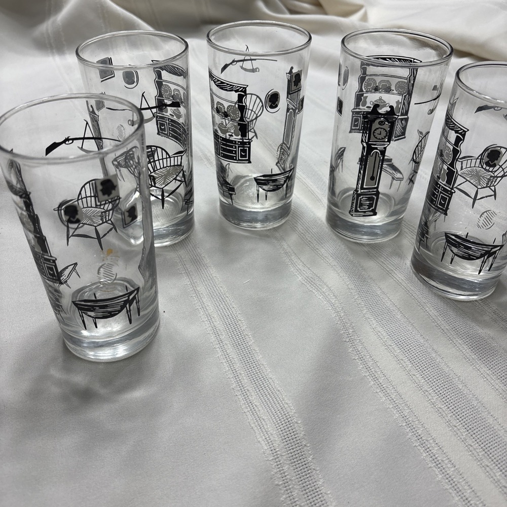 Libbey Colonial Homestead Vintage Drinking Glasses High Ball Set of 5 - Picture 1 of 10